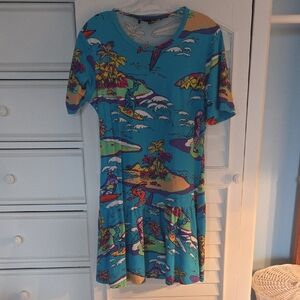 Love Moschino Blue Tropical Print Mini Dress